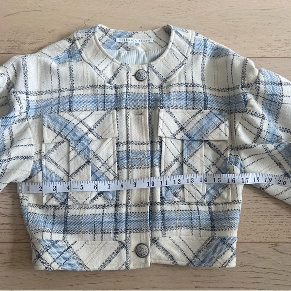 VERONICA BEARD Nikolai Plaid Bell-Sleeve Jacket – Size 2, Cream & Blue, EUC - Picture 9 of 12